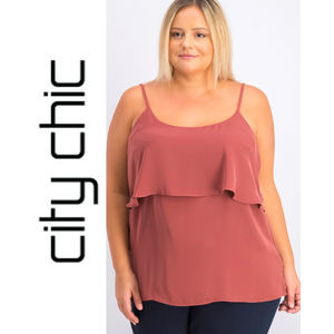 City Chic  Ruffle Camisole Mauve Color Plus Size 16
